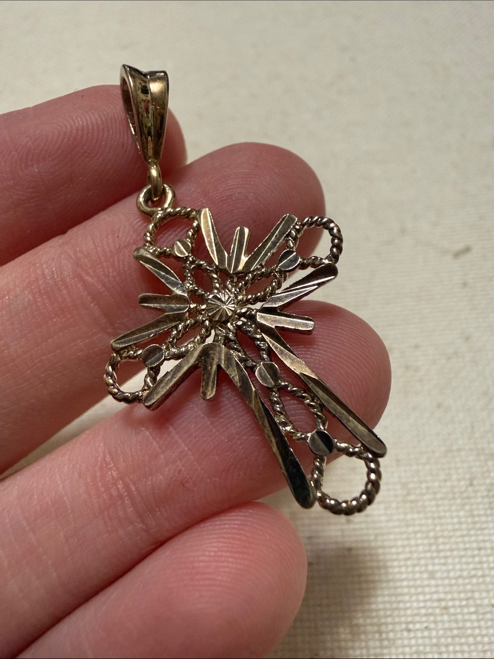 Sterling Silver 925 Gold-Toned Cross Pendant Necklace